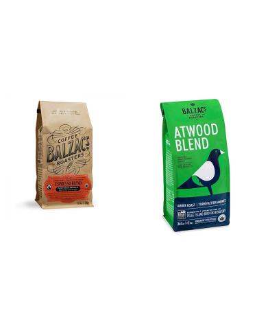 Balzac s Coffee Roasters - Espresso Blend | Fairtrade Organic | 340G 12OZ. (Pack of 1) & Roasters Atwood Blend Whole Bean Coffee 12 Oz. Atwood Blend 12 Ounces