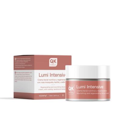 QKnatur Lumi Intensive - Nourishing and Regenerating Face Cream - With rosehip hydrosol shea butter calendula and cucumber - For dry and sensitive skin - 50 ml