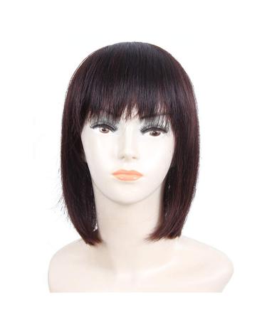 12" Straight Human Hair Topper with Bangs Clip in Hairpieces for Women with Thinning Hair Dark Brown