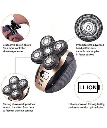 5 in 1 4D Electric Head Shaver for Bald Men - Rechargeable Hair Trimmer Beard & Nose Clipper - Buy Online on GoSupps.com