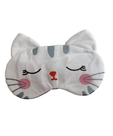 Cute Travel Cat Sleep Eye Mask Soft Animal Cartoon Funny Blindfold Sleeping Eye Mask Eye Cover for Women Girls Kids Sleep Plane Office Nap (White)