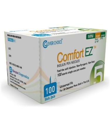 Clever Choice Comfort EZ Insulin Pen Needles 31G 5mm 3-Pack - 300 Needles - Buy Online on GoSupps.com
