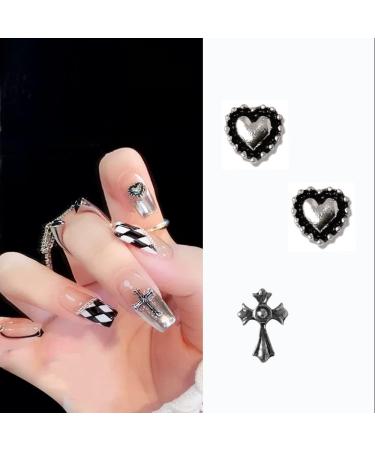 WakiHong 60 Pcs Chrome Hearts Cross Nail Charms - Silver 3D Metal Cross for Manicure Art & DIY Accessories - Buy Online on GoSupps.com