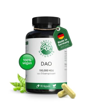 DAO High Dose - 100 000 HDU with 100 mg of Pea Germ Powder per Capsule - 90 Vegetable Capsules - High Quality