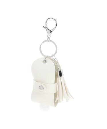 Beatifufu Perfume Bottle Set Holder Keychain Hand Travel Bottle Keychain Hand Cover Liquid Containers Keychain Portable Hand Bottle Cover 10x4.3cm White