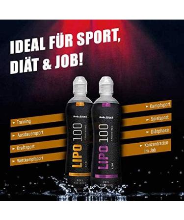Body Attack Lipo-100 Drink 500ml - Sugar-Free Grapefruit Soft Drink with Caffeine Choline & L-Carnitine - 18 Pack - Buy Online on GoSupps.com