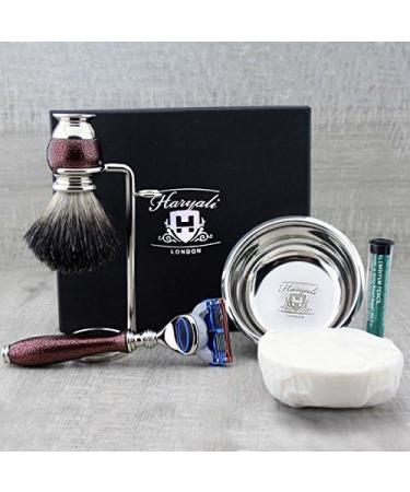 5-Piece Maroon Antique Shaving Set for Men | Razor & Black Badger Hairbrush | Perfect Gift Idea - Buy Online on GoSupps.com