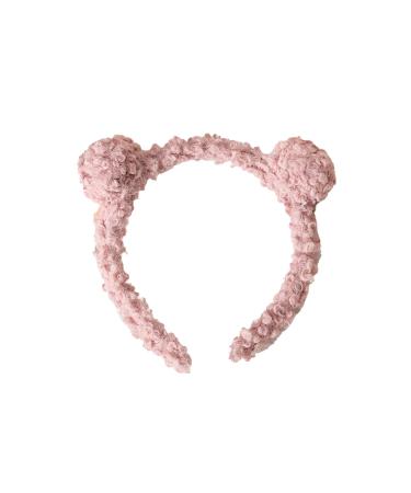 Miaija Bear Ears Hairbands Cute Fluffy Makeup Hair Bands Washing Face Hair Accessories for Women Girls Kids Gift Makeup Decoration (Pink)