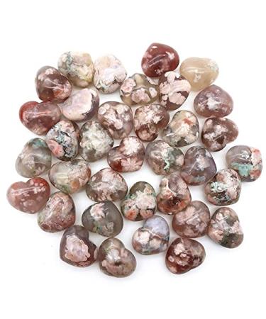 1pc Natural Pink Cherry Blossom Agate Sakura Heart Shaped Crystal Gemstone Natural Stones Chakra Reiki Balancing