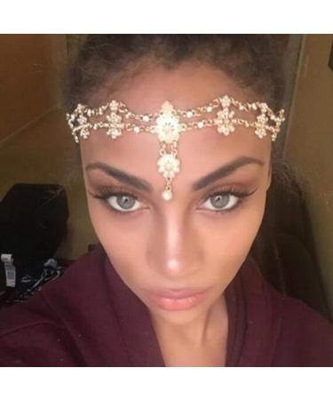 Rhinestone Head Chain Jewelry Gold Headpiece for Women - Perfect for Parties and Weddings - Buy Online on GoSupps.com