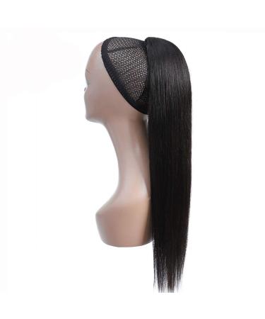 Ponytail Human Hair Extension - 12 Straight Drawstring Ponytail in Natural Black for Women - Buy Online on GoSupps.com