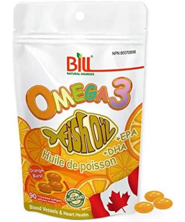 Bill Orange Burst Omega-3 Fish Oil 90 chewable softgels in bag (6 packs) - Buy Online on GoSupps.com