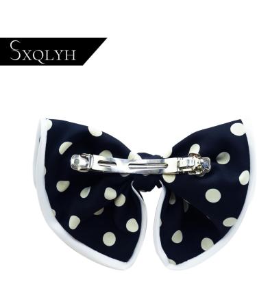 SXQLYH Bow Hair Clip Satin Polka Dots 2 Pieces Hair Clips Ladies with Large Bow Women Hair Bows Hair Clips French Hair Clips Ballerina Bow Elegant Satin Hair Accessories - Buy Online on GoSupps.com