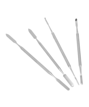 Healeved 4 pi ces B tons de Maquillage Acier Inoxydable Spatules Cosm tiques Multifonctions pour Manucure et M lange Outils Compacts Faciles Nettoyer et Transporter