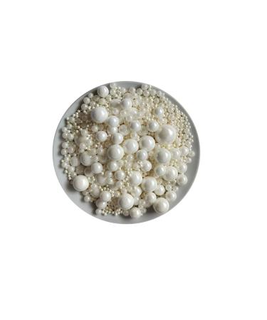Edible White Pearl Sugar Sprinkles Candy Mixing Size Baking Cake Decorations Cupcake Toppers Cookie Decorating Wedding Party Valentine's Halloween Christmas Supplies 120g/ 4.23oz