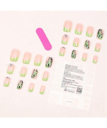 Sarpoer French Butterfly False Nails Detachable Press on Nails DIY Manicure Glitter Diamond Nails ABS - Buy Online on GoSupps.com