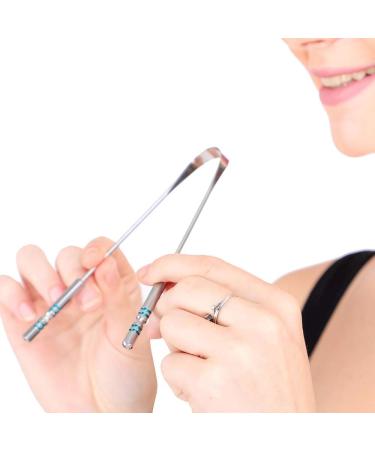 HealthAndYoga(TM) SteloSwipe Surgical Steel Tongue Cleaners - 2 pcs Set for Hygienic Oral Care - Buy Online on GoSupps.com