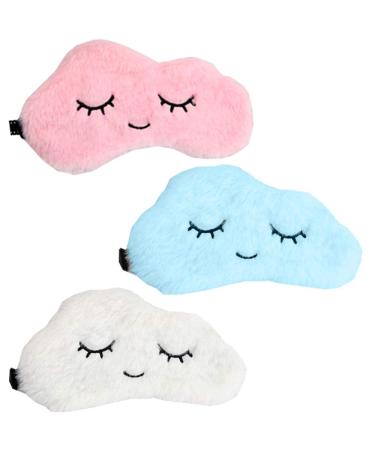 HappyDaily Beautiful and Comfortable Sleep Masks - Set of 3(Cloud - Pink/Blue/White)