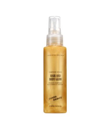 CUV E BEAUTY Cuvee Hair and Body Glow - 3 fl oz - Hydrates Hair & Skin with Light Shimmer Tames Frizz + Adds Shine - Champagne-Infused Formula with Resveratrol & Ceramides - Color Safe