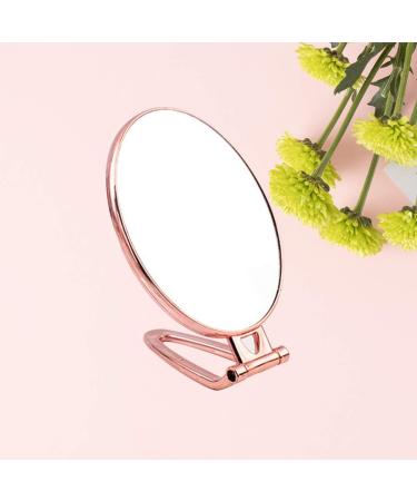 Beaupretty Double-Sided Vanity Mirror with Portable Folding Design - Oval Metal Pedestal Handheld Makeup Mirror for Home and Travel - Buy Online on GoSupps.com
