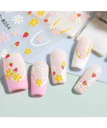 4 Sheets Flower Nail Art Stickers Decals Self-Adhesive Floral Summer Leaves Nail Supplies Nail Art Design 5D Daisy Flower Nail Art Stickers with Tweezer (Flower-4sheets) - Buy Online on GoSupps.com