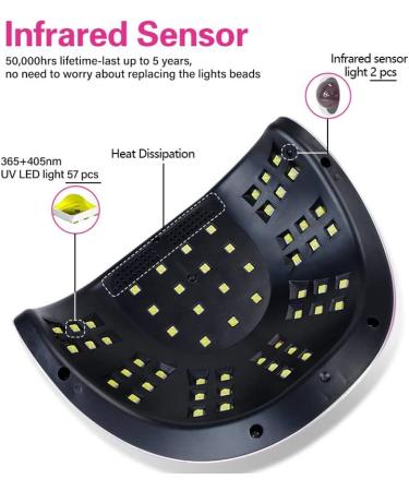 256W UV LED Nail Lamp for Fast Professional Nail Drying | 57 Lamp Beads, Auto Sensor, Home & Salon Gel Polish Light - Buy Online on GoSupps.com