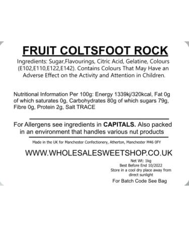 Ellies Jellies Fruit Coltsfoot Rock -1kg Bag-Tamper Proof Bag- Colorful Sweet-Coltsfoot Rock Shaped- Fruity Flavor - Buy Online on GoSupps.com