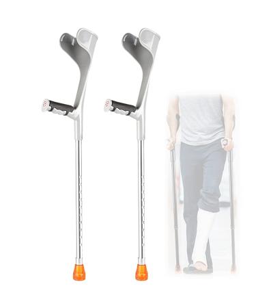 Forearm Crutches Adults Ergonomic Walking Cane with Armrests Height Adjustable Applicable Height: 140-190Cm/Black/1 Piece Lucky Star Silver 1 Pair