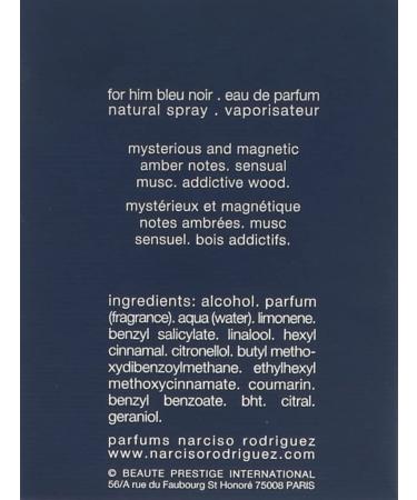 Narciso Rodriguez Narciso Rodriguez For Him Bleu Noir Men EDP Spray 1.6 oz Wood 1.6 Fl Oz (Pack of 1) - Buy Online on GoSupps.com