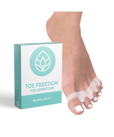 Toe Separators Bunion Corrector - Toe Spacers Yoga Toes Separators for Foot Pain Relief for Hammertoes - Toe Stretcher for Men and Women - 1 Pair - White