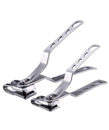 JYtop 2 Pieces Large Size Nail Clippers with 360 Degree Rotating Swivel Head - Long Handle Stainless Steel Fingernails and Toenails Cutter