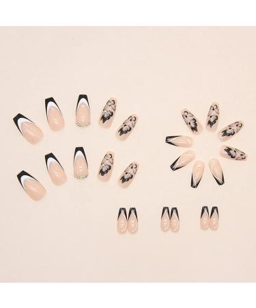 Medium Length Coffin Nude Butterfly Glitter Press on Nails - 24Pcs/Set - Buy Online on GoSupps.com