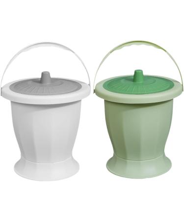 Chamber Pot with Lid and Handle Heavy Duty Bed Pan Non-Slip PP Urinal Bottle with Detachable Base Washable Reusable Portable Toilet for Kids Adults Light Green + Dark Green Urinal Bottle - Buy Online on GoSupps.com