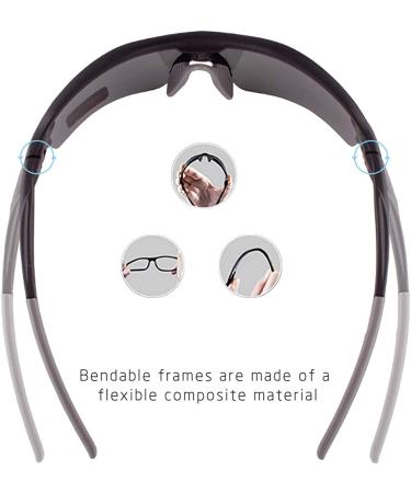 Polarized Sports Sunglasses for Men and Women with 5 Interchangeable Lenses - Ideal for Cycling, Running, Baseball, Golf, and Driving - Black/Gray - Buy Online on GoSupps.com