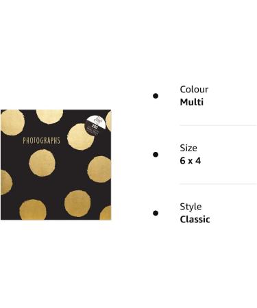 Tallon Gold Foil Polka Dots Photo Album - Holds 200 Photos | 6x4 Memo Slip-in Design - Buy Online on GoSupps.com