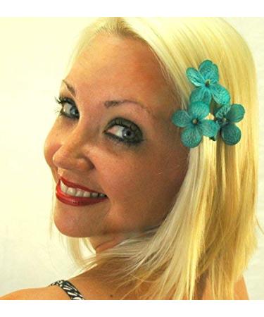 Turquoise Blue Hydrangea Hair Flowers Set - 6 Pack | Small Cluster Design - Buy Online on GoSupps.com