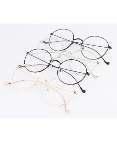 Sigaer Retro Round Unisex Nerd Glasses - Metal Frame Decorative Eyewear 140x50mm Gold | International Shipping Available - Buy Online on GoSupps.com