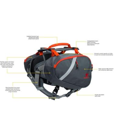 Mountainsmith K9 Dog Backpack | Adjustable Harness & Saddlebags for Hiking Camping & Travel - Medium Lava Red - Buy Online on GoSupps.com
