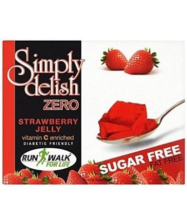 Simply Delish Sugar-Free Jelly Dessert - Vegan Gluten and Fat-Free Strawberry Flavour - Pack of 24 Keto Friendly Sweets