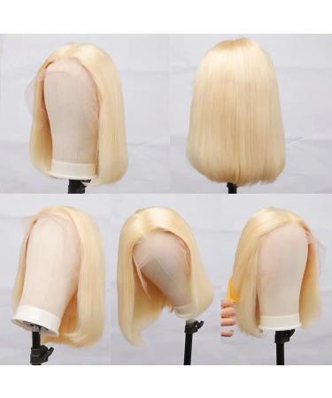 Royal Lady 613 Blonde Short Bob Human Hair Wig | 13x4 HD Lace Front | 150% Density | Brazilian Virgin 613 Lace Front Straight Bob Wig | Pre Plucked with Baby Hair (12 inch) - Buy Online on GoSupps.com