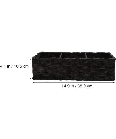 STOBOK Black Woven Storage Basket - 3 Compartment Organizer for Bathroom, Office, and Home - Buy Online on GoSupps.com