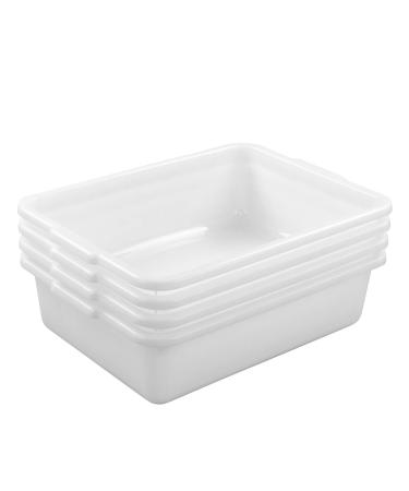 Dehouse 8 L Plastic Small Utility Bus Box 4-Pack White Plastic Tubs