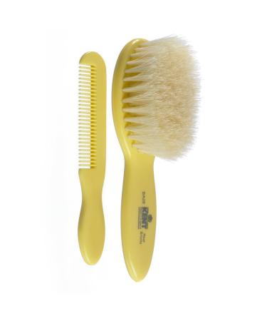 Kent White Bristle Baby Brush and Comb Set