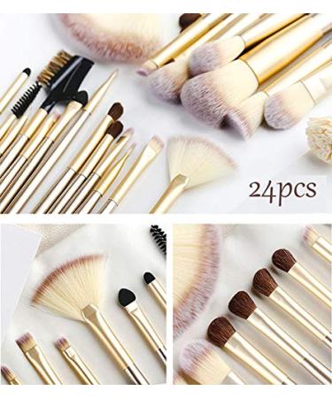 Hepaz 24pcs Professional Makeup Brush Set with Egg Cleaner & Roll-Up PU Leather Bag - Perfect for Flawless Application & Travel - Buy Online on GoSupps.com