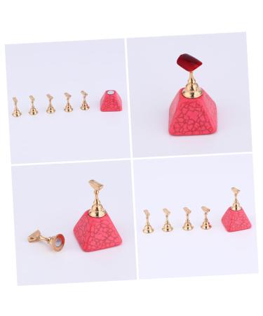 POPETPOP Nail practice nail bracket manicure tools nail tip holder nail display stand Practical nail art tool magnetic nail tip stand chessboard finger stand nail practice base 10x7cm Pink