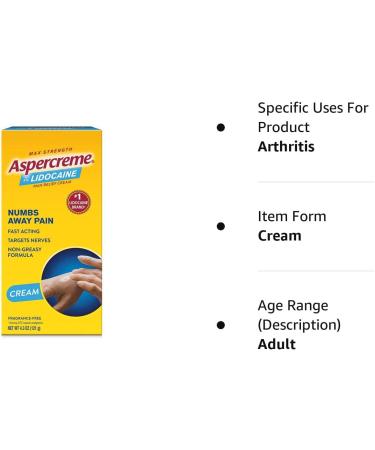 Maximum Strength Aspercreme with Lidocaine Pain Relief Cream 4.7 oz - Buy Online on GoSupps.com