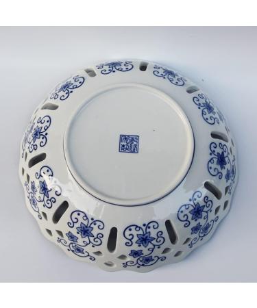 Fruit Bowl Salad Bowl Ceramic Creative Blue and White Porcelain Fruit Plate Snack Basket Food Basin Chinese Classical Hollow Crafts Fruit Bowl for Kitchen Counter (Color : A Size : Large) (A Small) - Buy Online on GoSupps.com