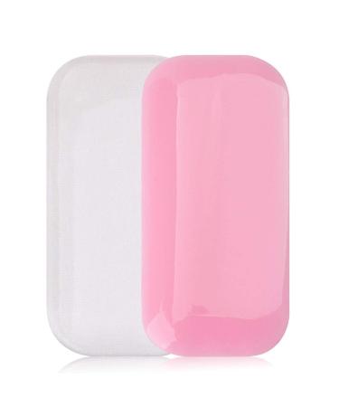Teensery 4 Pcs Rectangle Eyelash Extension Pad Silicone False Lash Eyelash Stand Tray Holder Forehead Sticker for Eyelash Extension Supplies (2 Clear & 2 Pink)