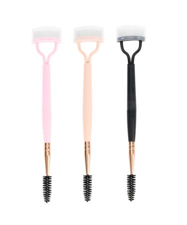 Eyebrow Brush And Comb 3Pcs DualLash Comb with Bendable Lash Brushes Foldable Lash Separator Tool with Cover for Excess Mascara Removal Eyebrow Brush And Comb
