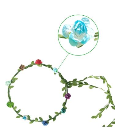 Kaptin 10 Pack Multicolor Flower Crown Headband for Women and Girls - Festival, Wedding, Party Floral Garland Headbands - 10 Count - Buy Online on GoSupps.com
